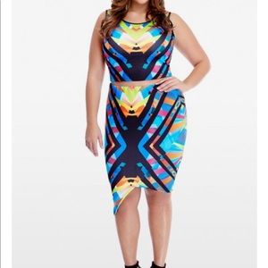 Plus size prismatic crop top skirt